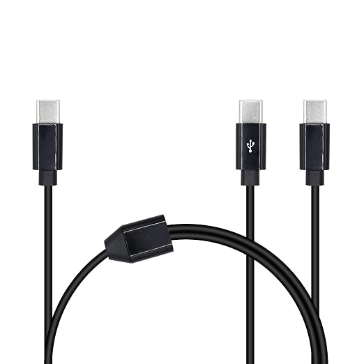 2 in 1 USB Type C Splitter Cable,USB C Male to 2 USB C Male Data Snyc and Charging Cord,USB C Multi Charging Cable for Cell Phones,Tablets and More(1.6FT/0.5M) by Xilaghy