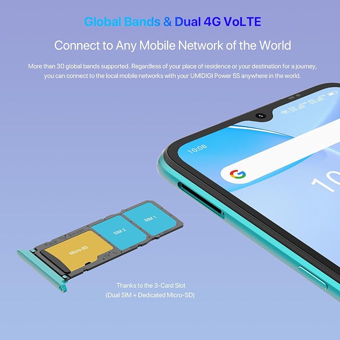 UMIDIGI Power 5S 4+32GB Unlocked Cell Phone Expandable 258GB, Up to 2.0GHz 6150mAh with 3D Unibody Design, 6.53 HD Display Smartphone with 16MP AI Triple Camera, Dual SIM - Image 5