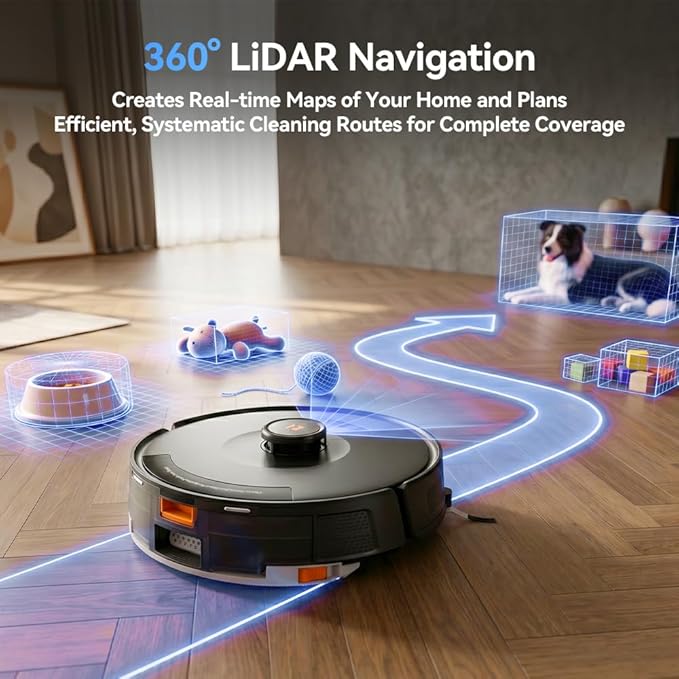 Robot Vacuum 38,000 Pa Robot Vacuum Mop,120Day Self Emptying Vacuum Robot,Lidar Navigation,5G 2.4GWiFi APP Aspirateur Robot,Self-Charging Robot Vacuums for Pet,Floor,Carpet R11 Max Black - Image 4