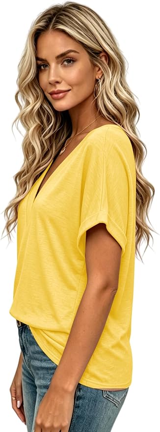 T Shirts Short Sleeve V Neck Tees Womens Tops Beach Vacation Fashion Clothes 2026 Casual Summer Spring Fall Outfits - Image 3