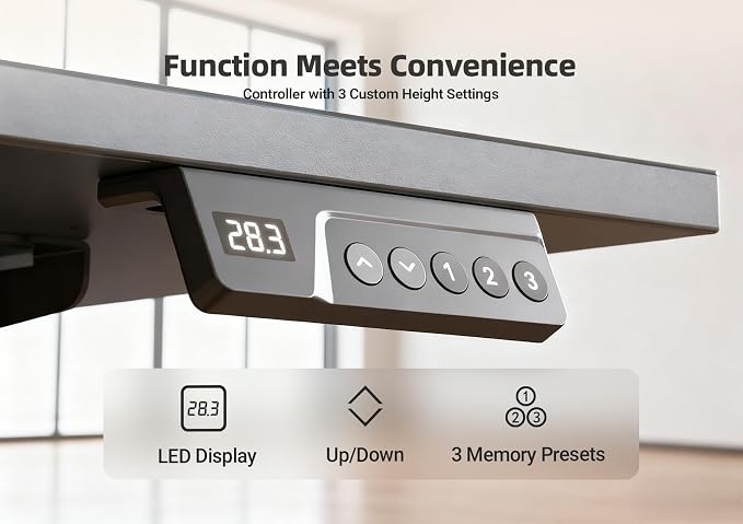 YDN 35 x 20 Inch Black Electric Standing Desk | Adjustable Height, Sit Stand, Cable Management, Ergonomic, Home Office - Image 7