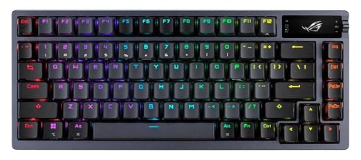 ASUS ROG Azoth Wireless Mechanical Gaming Keyboard – 75% TKL, Tri-Mode Connectivity, Hot Swappable Pre-lubed ROG NX Snow Linear Switches, PBT Keycaps, RGB, OLED Display, PC/Mac Support - Black by Unknown