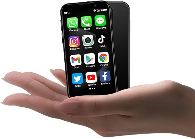 Mini Phone 3.0" HD Touch Screen Mini Smartphone World's Smallest Unlocked Android Compact Mobile Phone for Kids & Students Cell Phone wih GPS Dual SIM Face ID 2GB+16GB Black by Unknown