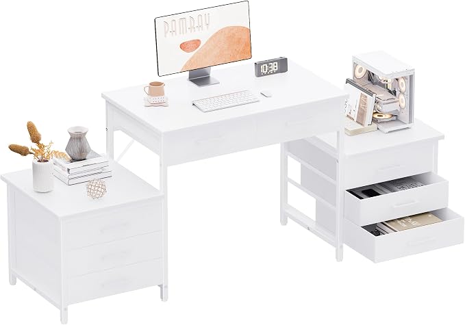 Pamray 63 Inch Office Desk with 8 Drawers and Printer Shelves for Computer | Space-saving, Ample Storage, Large Workspace, Easy Assembly, Sturdy, Suitable for Home Office Study Gaming, Bedroom and Dorms by PAMRAY