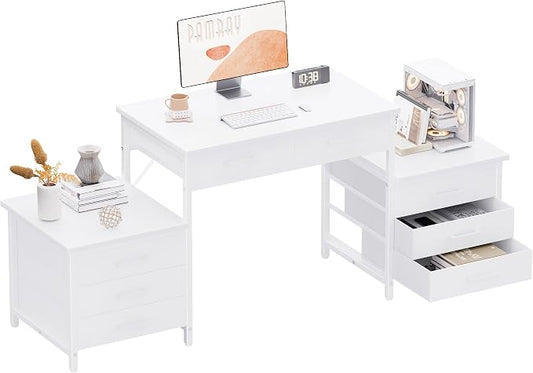Pamray 63 Inch Office Desk with 8 Drawers and Printer Shelves for Computer | Space-saving, Ample Storage, Large Workspace, Easy Assembly, Sturdy, Suitable for Home Office Study Gaming, Bedroom and Dorms by PAMRAY