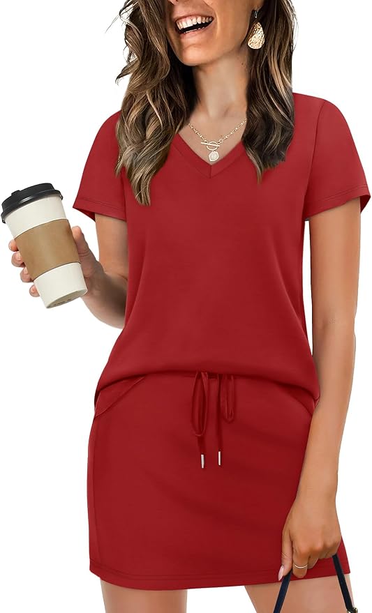 NIASHOT Two Piece Skirt Sets for Women Summer Vacation Travel Outfits Tennis Golf Skorts Versatile Lounge Sets by NIASHOT
