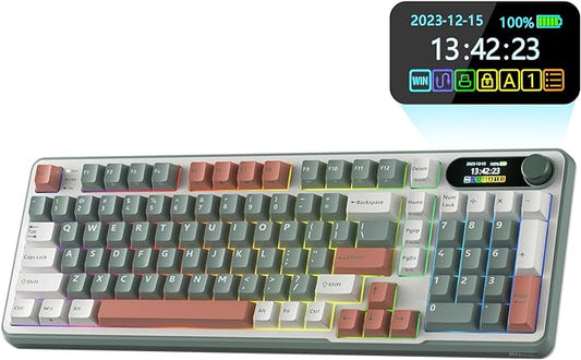 RK ROYAL KLUDGE S98 Wireless Mechanical Keyboard w/Smart Display & Knob | 96% RGB Wireless Gaming Keyboard BT/2.4G/USB-C, Hot Swappable Custom Keyboards, Creamy Sound Silent Computer Keyboard by RKROYALKLUDGE