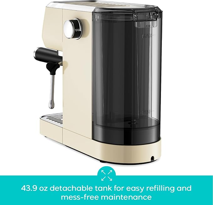 CASABREWS 3700 Essential Espresso Machine, Stainless Steel Espresso Maker | 20-Bar Italian Pump, Powerful Steam Wand, 43.9oz Removable Water Tank, Compact Espresso Maker for Home, Cappuccino & Latte - Image 6