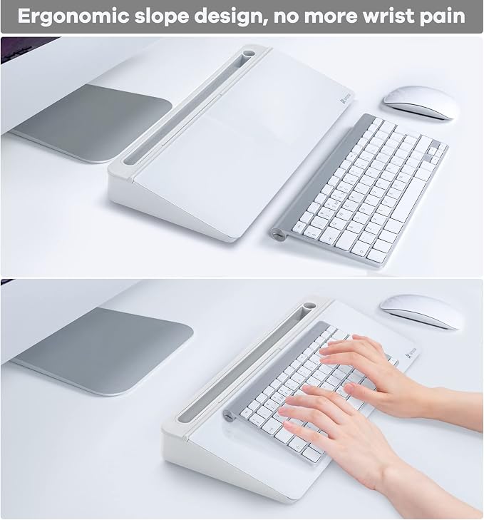 Varhomax Glass Desk Whiteboard with Storage, Desktop Organizer to-do List Memo Notepad Dry Erase White Board for Home Office and School Supplies (White) - Image 6