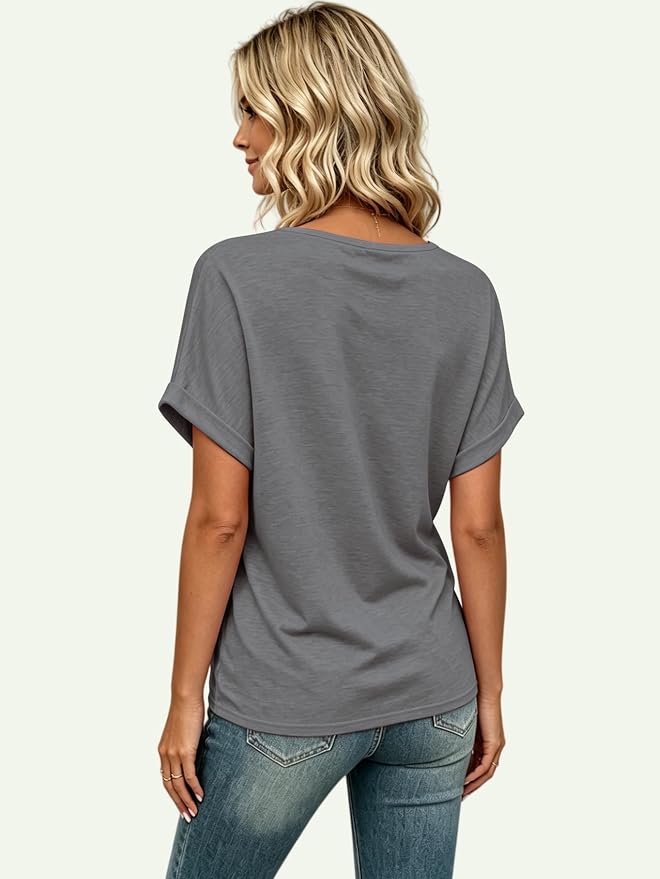 T Shirts Short Sleeve V Neck Tees Womens Tops Beach Vacation Fashion Clothes 2026 Casual Summer Spring Fall Outfits - Image 4