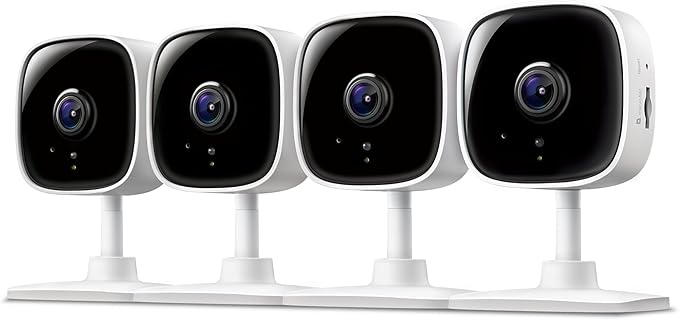 Tapo 1080P Indoor Wired Security Camera - Works as a Baby & Pet Monitor, Motion Detection, 2-Way Audio, Siren, Night Vision, Subscription-Free Local or Optional Cloud, Works with Alexa, C100(4-Pack) by Tapo
