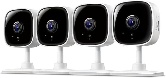 Tapo 1080P Indoor Wired Security Camera - Works as a Baby & Pet Monitor, Motion Detection, 2-Way Audio, Siren, Night Vision, Subscription-Free Local or Optional Cloud, Works with Alexa, C100(4-Pack) by Tapo