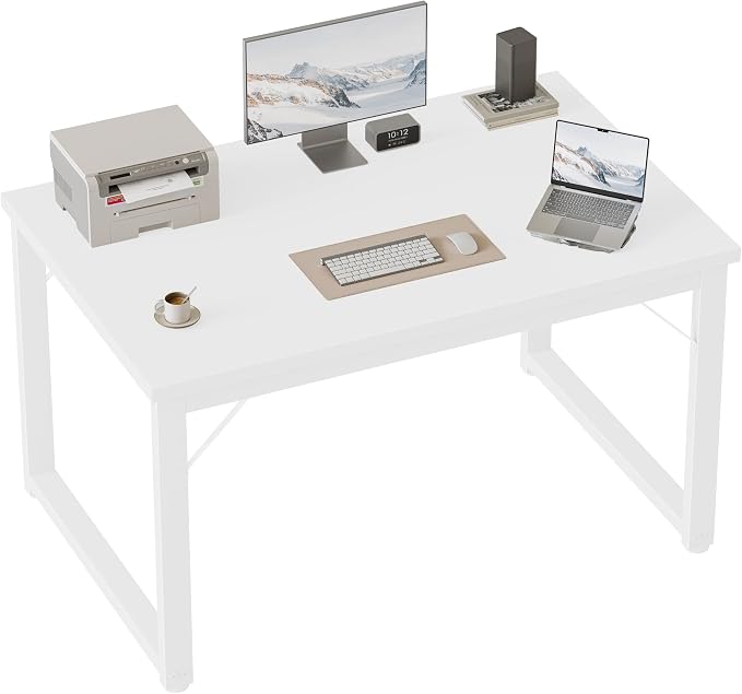 Mericonia 40 Inch Computer Desk, 1" Thick Small Office Table, White | Modern Simple Style, Heavy Duty Industrial Frame, Small Study & Writing Table for Home Bedroom Work by MERICONIA