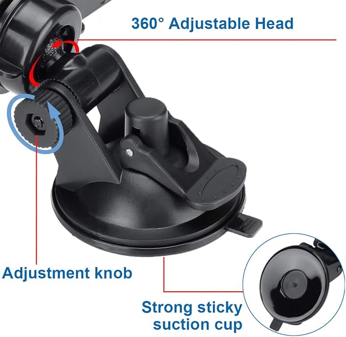 Car Rear View Mirror with Suction Cup, Anti Glare Wide Angle HD Auto Inside Rearview Mirror, 360 Degrees Adjustable Reduce Blind Spots, Universal for Vehicle, Marine, Boat, Truck, SUV, Van - Image 3