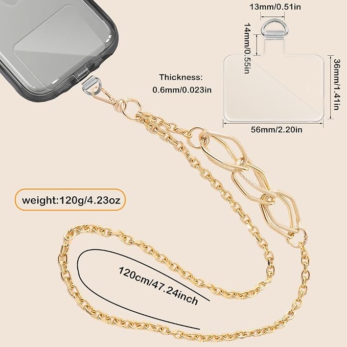 Phone Crossbody Lanyard Strap, Durable Metal Cell Chain, Universal Lanyard With Tether Tab, Detachable Strap Compatible With Most Phone Bags and Purses - Image 2