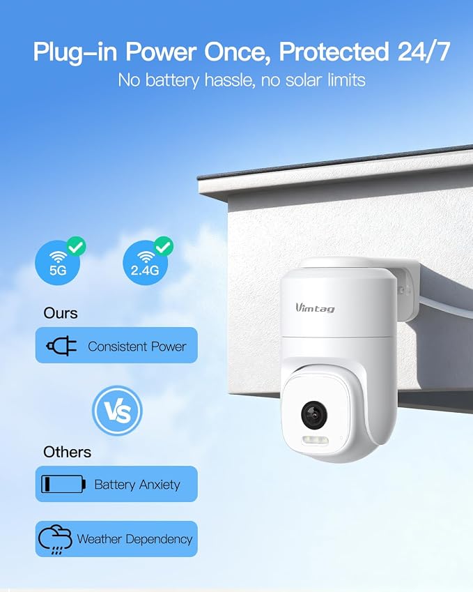 VIMTAG 2.5K 4MP Outdoor Security Camera, Pan/Tilt WiFi Home CCTV Camera, 360° View & Motion Tracking, Color Night Vision, 2-Way Audio, AI Detection Alarm, IP66, Cloud & SD Card Storage, Works w/Alexa - Image 4