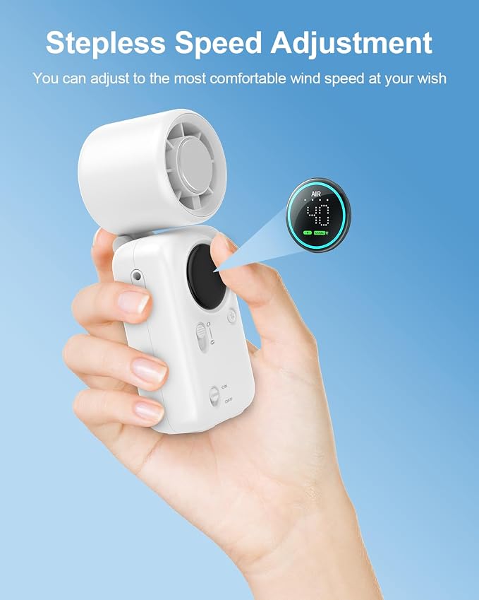 Handheld Turbo Fan with Ice Cooling, High Speed Personal Fan, Neck Fan Rechargeable Battery Up to 20H, Mini Pocket Fan for Outdoor Work, Office Desk, Home Watching Game, Travel, Beach Gifts - Image 6
