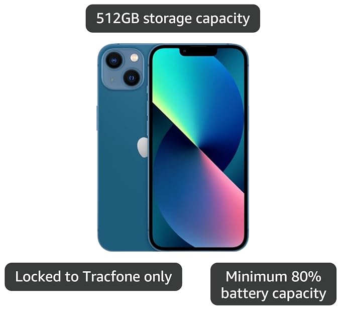 Apple iPhone 13, 512GB, Blue - Locked to TracFone (Renewed) - Image 3