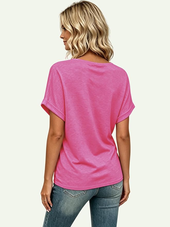 T Shirts Short Sleeve V Neck Tees Womens Tops Beach Vacation Fashion Clothes 2026 Casual Summer Spring Fall Outfits - Image 4