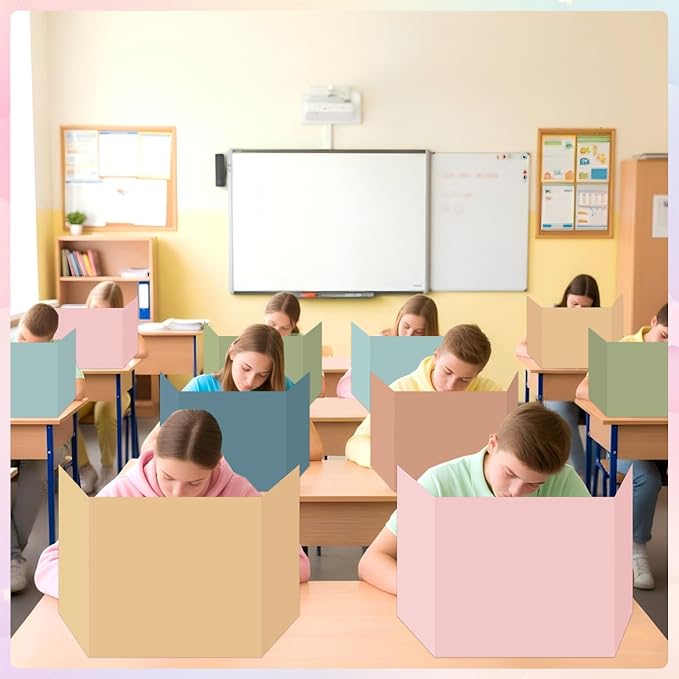 30 Pack Desk Dividers for Students Boho Privacy Folder for Students Waterproof Study Carrel Dividers Testing Divider Privacy Classroom Shield Folder Boards for Classroom School Teacher Supplies - Image 7
