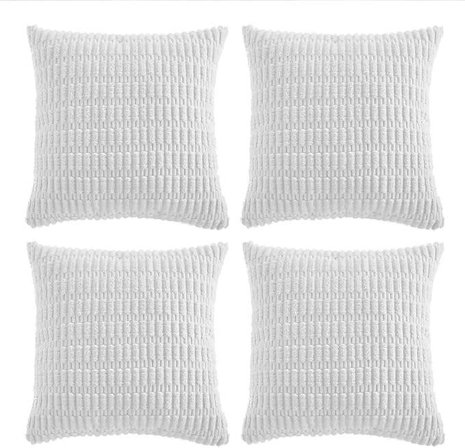 Fancy Homi 4 Packs Decorative Throw Pillow Covers for Living Room Couch Bed, Modern Farmhouse Boho Home Décor Accent Cushion Case, 14" x 14", White by Fancy+Homi