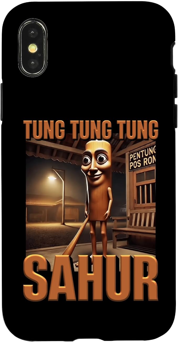 Internet Hilarious Meme AI Character Tung Tung Tung Sahur Case for iPhone X/XS by Unknown