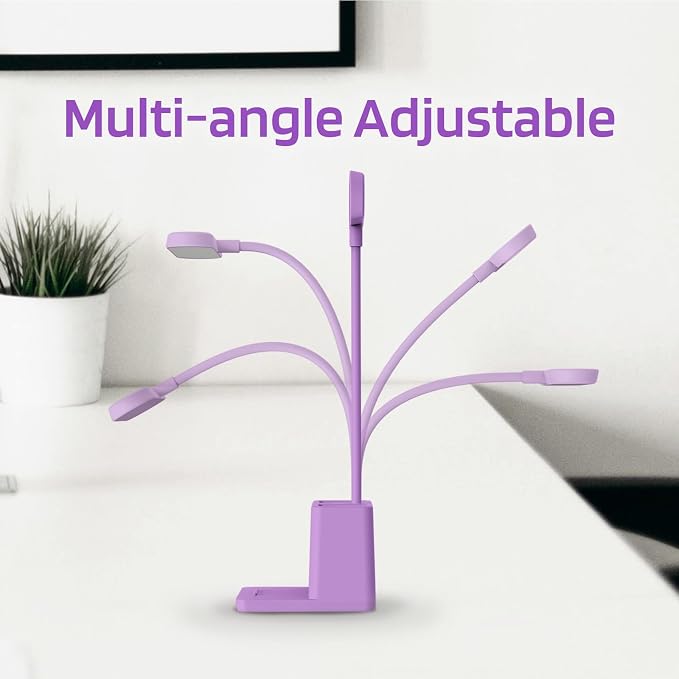 AXX Purple Desk Lamp, Cute Table Light for Home Office College Dorm | Small, LED, Rechargeable, Battery Operated, Cordless, Gooseneck, Mini, Study Accessories, for Teen Girls - Image 6