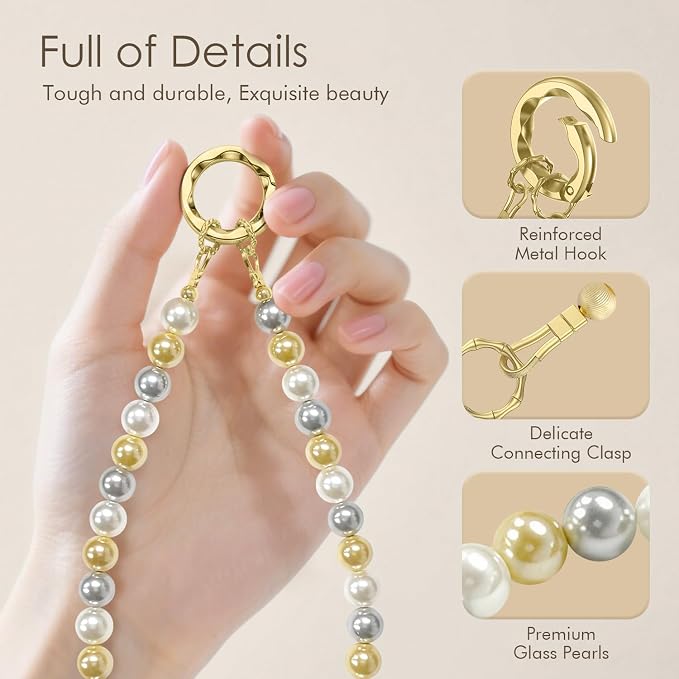 SURPHY Phone Charm, Handmade Beaded Phone Wrist Strap with Tether Tab | Phone Charm Strap, Phone Chain with Premium Metal Buckle, Wrist Strap Fits Cellphone Cases, Wallets, Bags, Keys - Image 4