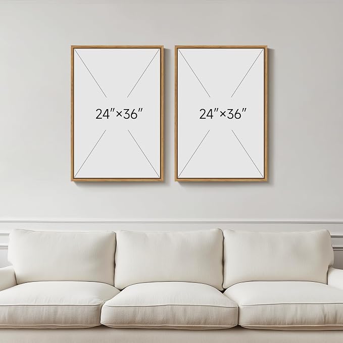 Large Framed Neutral Abstract Wall Art, Set of 2 Modern Canvas Prints Paintings Artwork for Walls, Minimalist Colorful Pictures for Living Room Bedroom Dining Room Hallway Lounge Wall Decor 24x36 In - Image 3