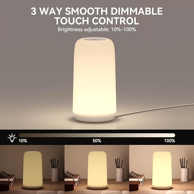 Touch Bedside Table LED Lamp, [Sleek Design & RGB Mode] Multi-Color Dimmable with Warm White Lights, Birthday Gifts for Women Mom, Smart Nightstand Small Lamp for Bedroom Living Room Home Decor - Image 4