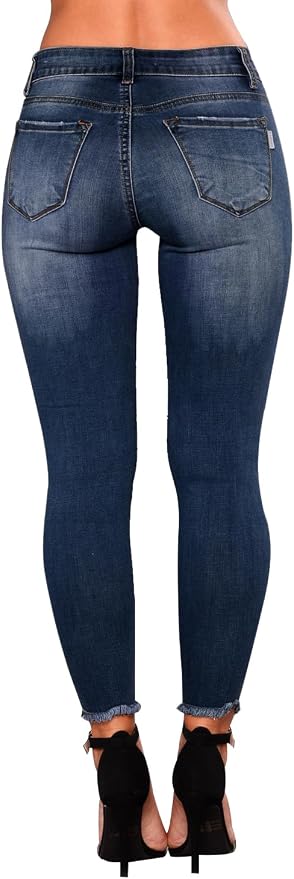 KUNMI Women's Skinny Ripped Trendy Jeans Distressed Stretchy Denim Pants - Image 6