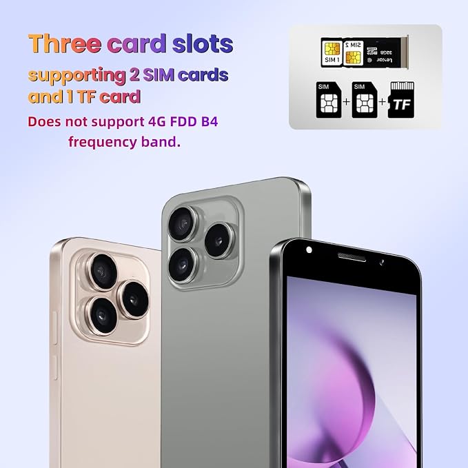 Unlock Phone, 4G Network Android Phone, 5.0-inch Screen, 2GB RAM+16GB ROM/TF 128GB, Dual SIM Cards, Dual Cameras, Suitable for Novice Users (Grey) - Image 4