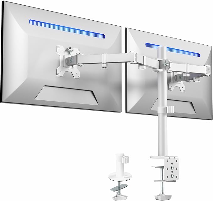 VIVO Dual Monitor Desk Mount, Heavy Duty Fully Adjustable Stand, Fits 2 LCD LED Screens up to 32 inches, White, STAND-V032W by Unknown