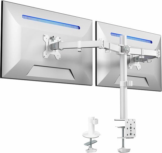 VIVO Dual Monitor Desk Mount, Heavy Duty Fully Adjustable Stand, Fits 2 LCD LED Screens up to 32 inches, White, STAND-V032W by Unknown