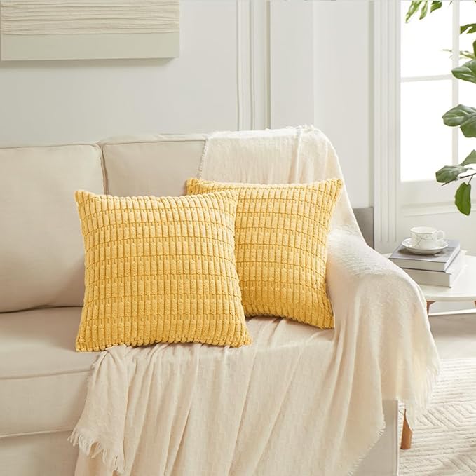 Fancy Homi 4 Packs Decorative Throw Pillow Covers for Living Room Couch Bed, Modern Farmhouse Boho Home Décor Accent Cushion Case, 16" x 16", Yellow - Image 6