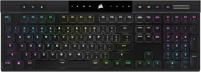 Corsair K100 AIR Wireless RGB Mechanical Gaming Keyboard - Ultra-Thin, Sub-1ms Slipstream, Low-Latency Bluetooth, Cherry MX Ultra Low Profile Keyswitches - NA Layout, QWERTY - Black by Unknown