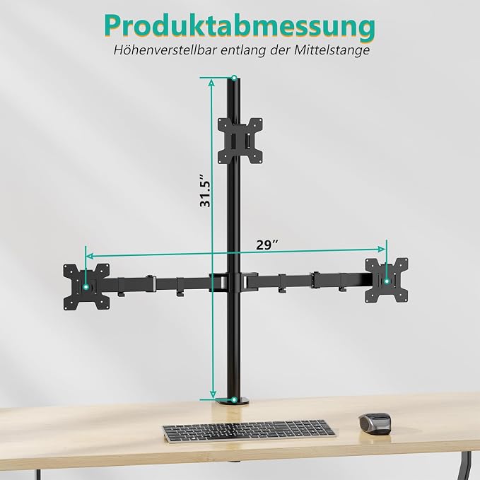 WALI Tall Triple Monitor Mount for 13-27 inch Computer Screens, 3 Monitor Desk Mount, Holds up to 22 lbs, Adjustable Triple Monitors Stand with Swivel Tilt Rotation, 75x75/100x100mm (M003), Black - Image 5