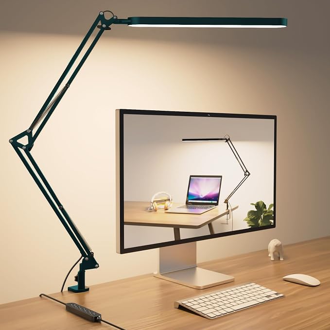 SKYLEO Desk Lamp - LED Desk Light - 5 Color Modes X 11 Brightness Levels - Adjustable Swing Arm - Timmer & Memory Function - 12W Lamp for Desk - Green by SKYLEO