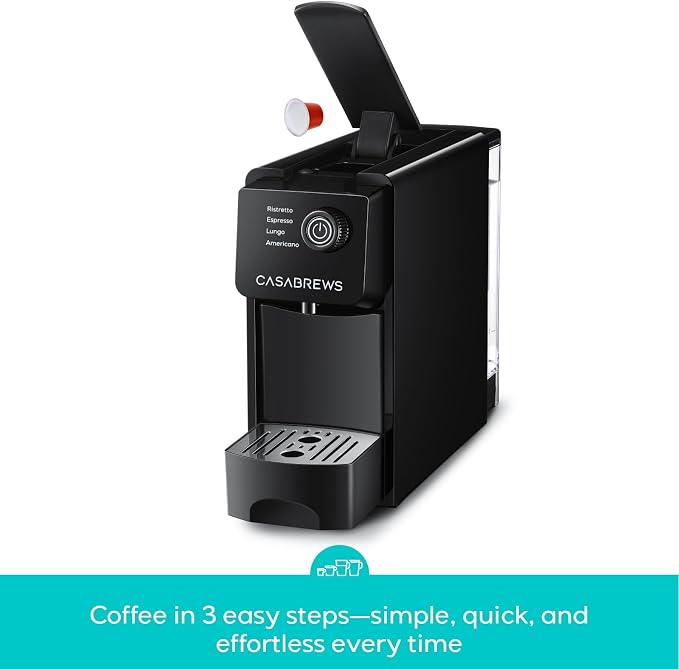 CASABREWS CM7036E 20Bar Espresso Machine for Nespresso Original Pods | Compact Capsule Coffee Machine with 21oz Removable Water Tank, Black Espresso Maker with 4 Brewing Modes for Home or Office - Image 5