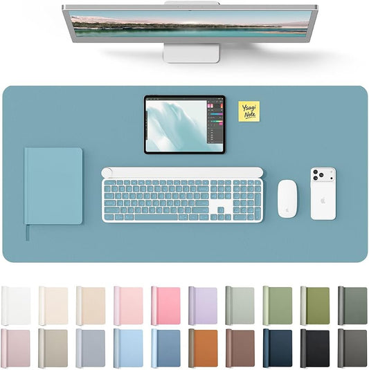 YSAGi Desk Protector&Blotter, Non-Slip Waterproof Leather Mouse Pad | Shields Scratches, Stains, Spills, Heat & Scuffs; Suede Non-Slip; Easy-Clean; Comfy Writing/Typing, 31.5" x 15.8",Aquamarine by YSAGi