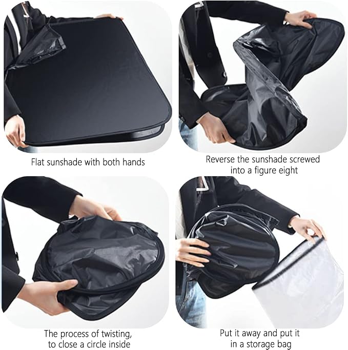 300T Thickened Automotive Glass Sunshade and Comes with Storage Bag,Keep Car Interior Cool,Windshield Sun Shade Fit for Small Cars (M: 55.12 * 27.6 inch) - Image 6