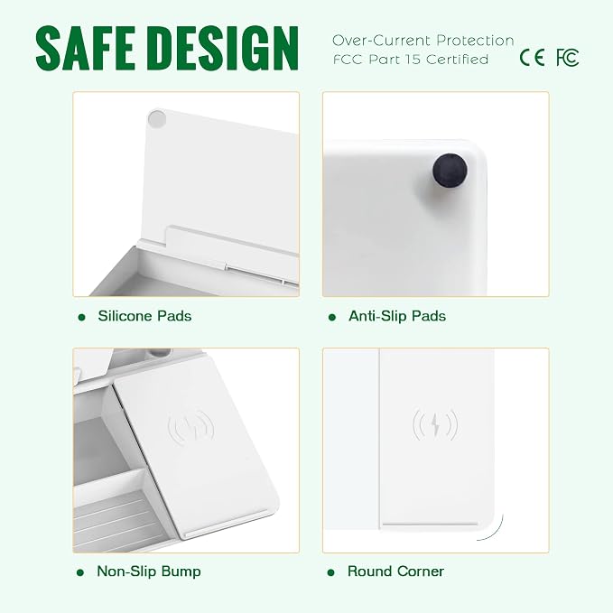 SELEAD Desktop Glass Whiteboard with Wireless Charger Station, Dry Erase Board Computer Pad Keyboard Stand with Organizer Drawer for Home, School, Office Desk Accessories, White - Image 4