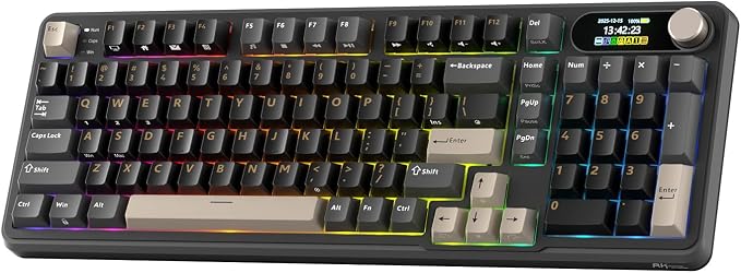 RK ROYAL KLUDGE S98 Wireless Mechanical Keyboard w/Smart Display & Knob | 96% RGB Wireless Gaming Keyboard BT/2.4G/USB-C, Hot Swappable Custom Keyboards, Creamy Sound Silent Computer Keyboard by RKROYALKLUDGE