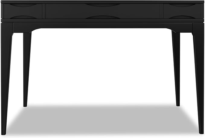 SIMPLIHOME Harper Small Desk - 48 inch Wide Solid Hardwood Writing Desk in Black, Mid-Century Modern Home Office Table for Study or Work with 2 Drawers and Flip-Down Keyboard Tray - Image 6