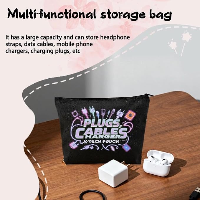 Plug Cable Charger Tech Pouch Charging Cable Organizer Travel Bag Small Usb Wire Storage Bag Earphone Case Pouch Silicone Cord Ties for Electronics Cell Phone Charger Bags for Men Women Charge Wrap - Image 5