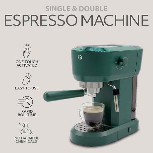 WILLOW Eco Series Espresso Machine 15 Bar with Milk Frother Steam Wand, Built-In Tamper & Hot Water Dispenser, 1350W Espresso Coffee Maker with 40oz Removable Water Tank for Cappuccino, Latte - GREEN - Image 2