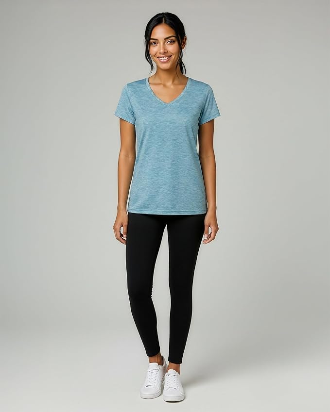 5 Pack Women's Dry Fit V Neck Workout Tops T Shirts Athletic Gym Yoga Tees | Available In Plus Size, Cooling Moisture-Wicking, Short Sleeve, Quick-Dry, Fitness, Stretch, Exercise, Running, Hiking - Image 6
