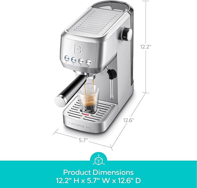 CASABREWS 3700 Essential Stainless Steel Espresso Machine with Steam Wand | 20-Bar Italian Pump, Powerful Steam Wand, 43.9oz Removable Water Tank, Compact Espresso Maker for Home, Cappuccino & Latte - Image 7