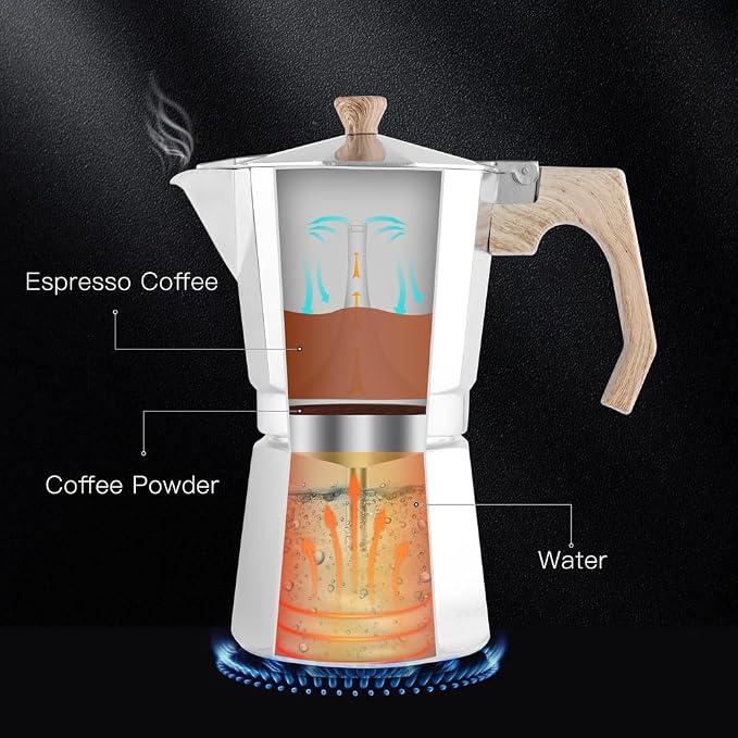 wedrink Stovetop Espresso Maker Aluminum Moka Pot 6 Cups Cuban Coffee Maker Stovetop Coffee Maker Moka Italian Espresso - Image 4