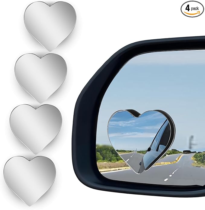 4Pcs Cars blind spot mirror Heart Shaped Car Side Mirror Car Accessories Adjustabe Angle Removable Wide Angle Convex RearView Mirror Enhanced Safety Universal Stick-On for Suvs Trucks Autos by HINGTAI